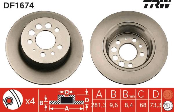 TRW DF1674 - Disc frana parts5.com