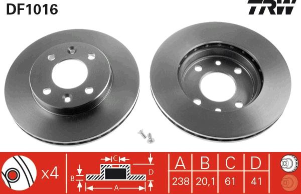 TRW DF1016 - Disco de freno parts5.com