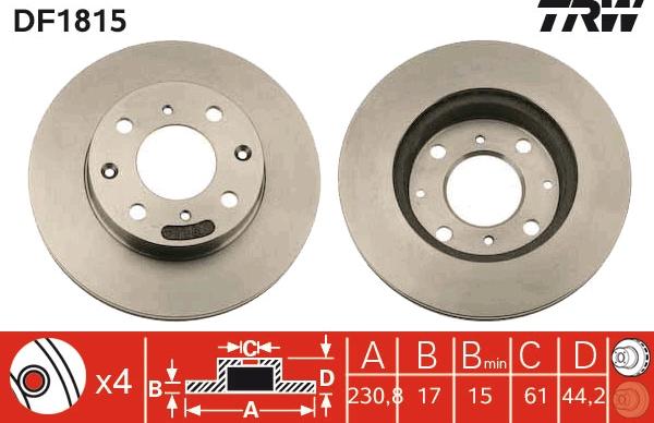 TRW DF1815 - Kočioni disk parts5.com