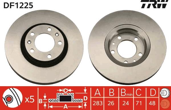 TRW DF1225 - Brake Disc parts5.com