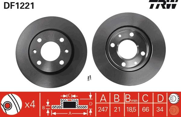 TRW DF1221 - Zavorni kolut parts5.com