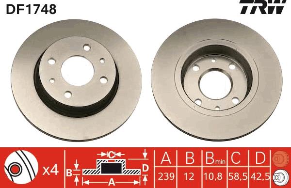 TRW DF1748 - Disc frana parts5.com