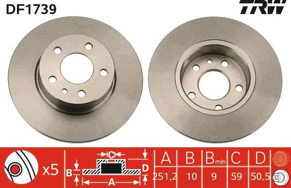 TRW DF1739 - Disc frana parts5.com