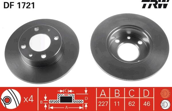 TRW DF1721 - Brzdový kotouč parts5.com