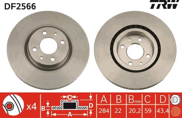 TRW DF2566 - Disc frana parts5.com