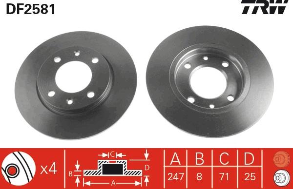 TRW DF2581 - Zavorni kolut parts5.com