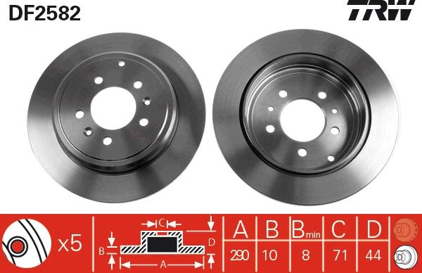 TRW DF2582 - Brake Disc parts5.com