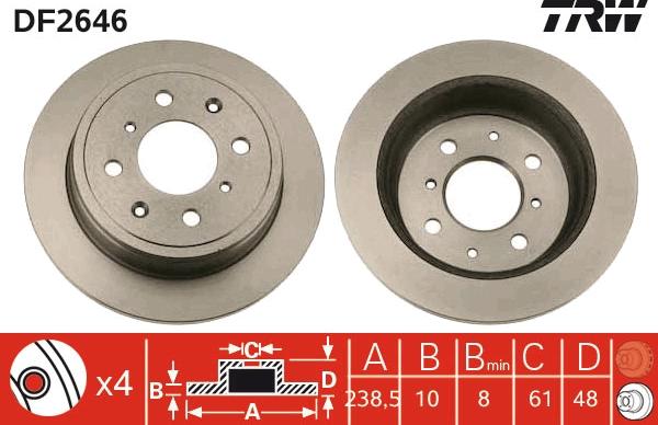 TRW DF2646 - Tarcza hamulcowa parts5.com