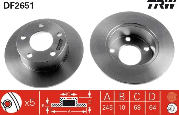 TRW DF2651 - Brake Disc parts5.com