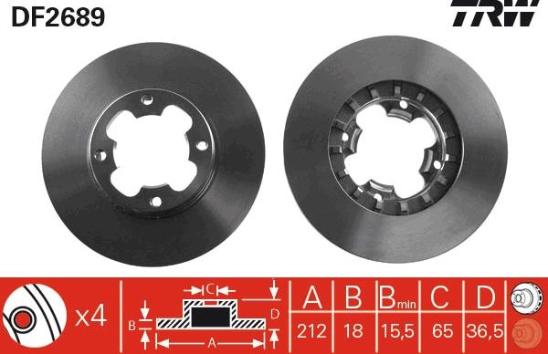 TRW DF2689 - Brake Disc parts5.com