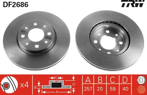 TRW DF2686 - Disc frana parts5.com