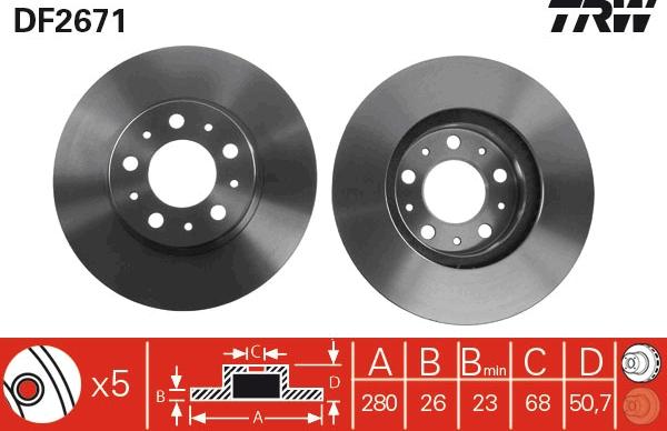 TRW DF2671 - Piduriketas parts5.com