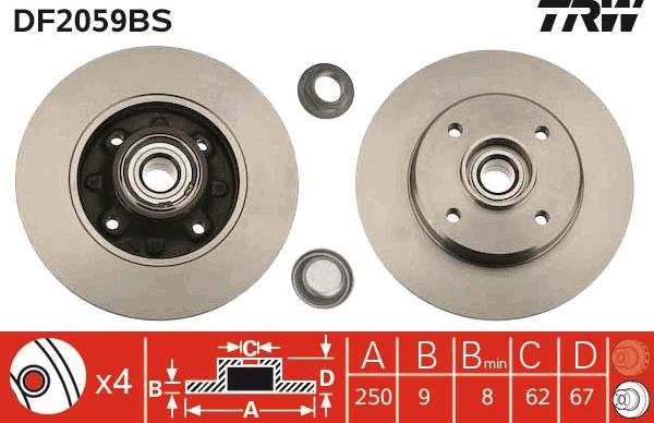 TRW DF2059BS - Zavorni kolut parts5.com