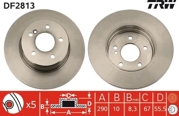 TRW DF2813 - Brake Disc parts5.com