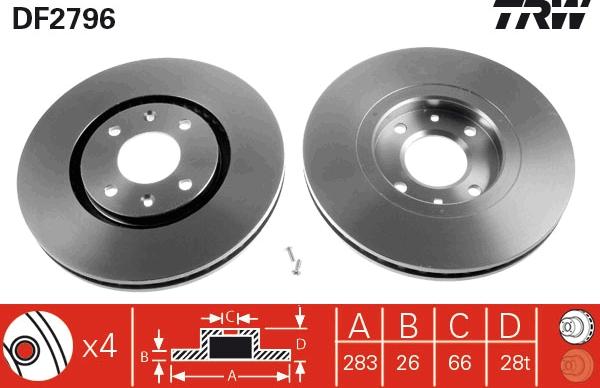 TRW DF2796 - Disc frana parts5.com