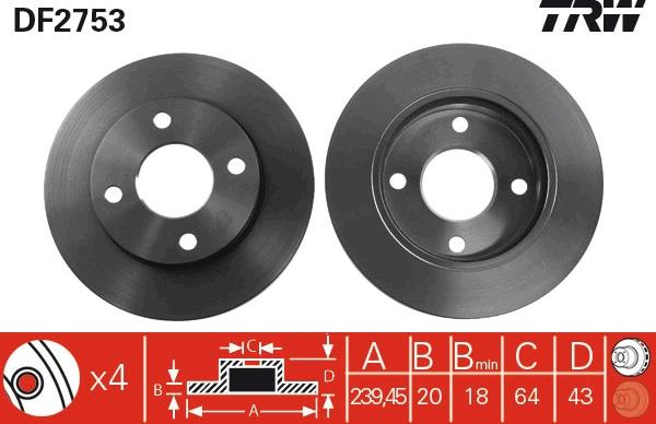 TRW DF2753 - Tarcza hamulcowa parts5.com