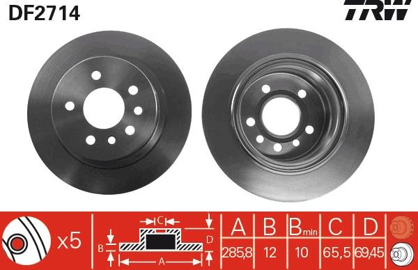 TRW DF2714 - Disque de frein parts5.com