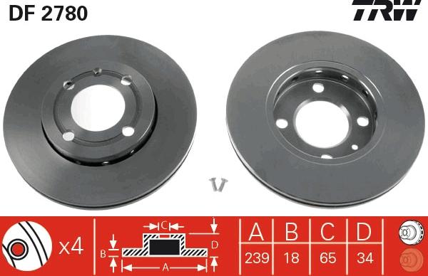 TRW DF2780 - Disc frana parts5.com