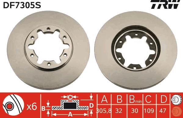 TRW DF7305S - Disc frana parts5.com