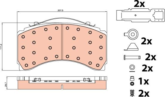 TRW GDB5116 - Комплект спирачно феродо, дискови спирачки parts5.com