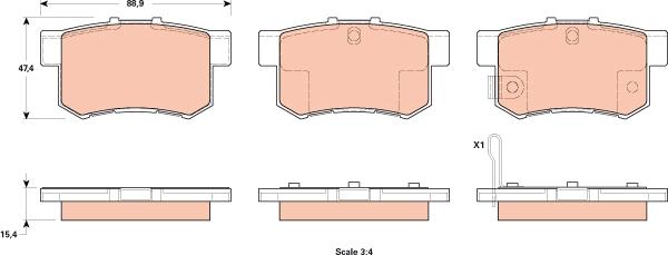 TRW GDB1923 - Комплект спирачно феродо, дискови спирачки parts5.com