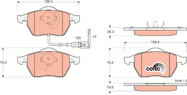 TRW GDB1403 - Σετ τακάκια, δισκόφρενα parts5.com