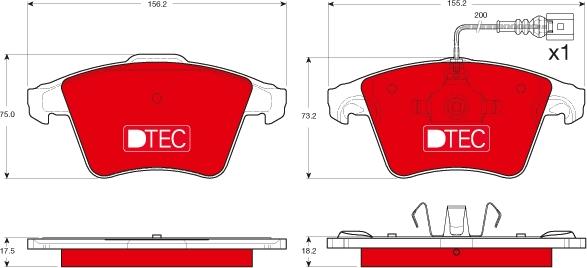 TRW GDB1556DTE - Zestaw klocków hamulcowych, hamulce tarczowe parts5.com