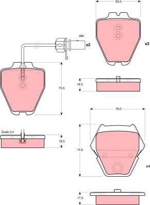 TRW GDB1505 - Set placute frana,frana disc parts5.com