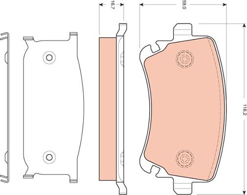 TRW GDB1661 - Brake Pad Set, disc brake parts5.com