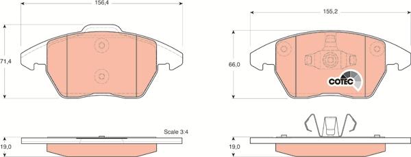 TRW GDB1605 - Juego de pastillas de freno parts5.com