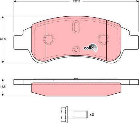 TRW GDB1623 - Bremsbelagsatz, Scheibenbremse parts5.com