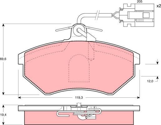 TRW GDB1057 - Komplet pločica, disk-kočnica parts5.com