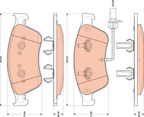 TRW GDB1811 - Piduriklotsi komplekt,ketaspidur parts5.com