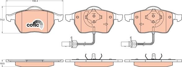 TRW GDB1307 - Комплект спирачно феродо, дискови спирачки parts5.com