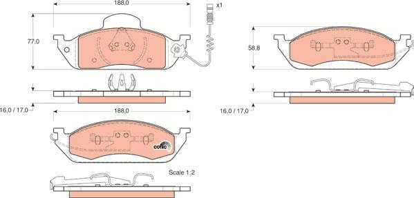 TRW GDB1378 - Sada brzdových platničiek kotúčovej brzdy parts5.com