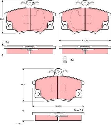 TRW GDB1223 - Sada brzdových destiček, kotoučová brzda parts5.com