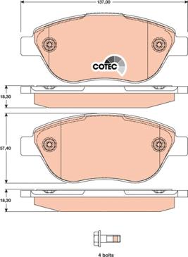 TRW GDB1750 - Set placute frana,frana disc parts5.com