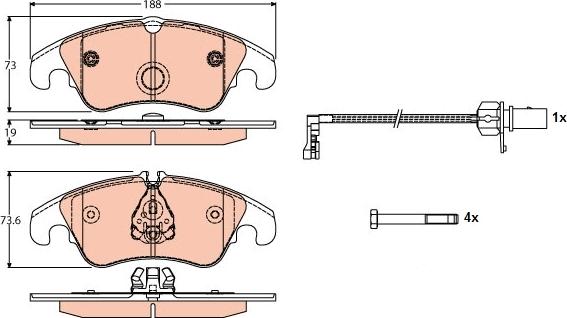 TRW GDB1768 - Sada brzdových platničiek kotúčovej brzdy parts5.com