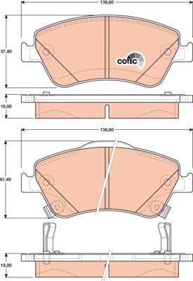 TRW GDB3481 - Zestaw klocków hamulcowych, hamulce tarczowe parts5.com