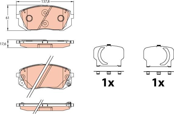 TRW GDB3642 - Sada brzdových platničiek kotúčovej brzdy parts5.com