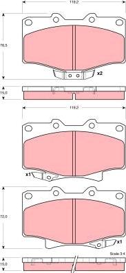 TRW GDB3383 - Комплект спирачно феродо, дискови спирачки parts5.com