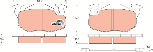 TRW GDB327 - Komplet zavornih oblog, ploscne (kolutne) zavore parts5.com