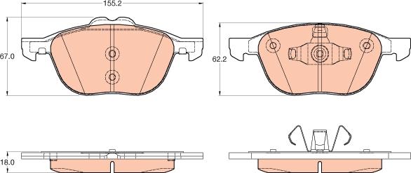 TRW GDB2043 - Komplet pločica, disk-kočnica parts5.com