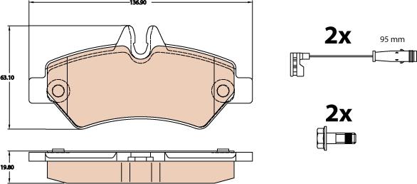 TRW GDB2076 - Komplet kočnih obloga, disk kočnica parts5.com