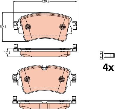 TRW GDB2132 - Комплект спирачно феродо, дискови спирачки parts5.com