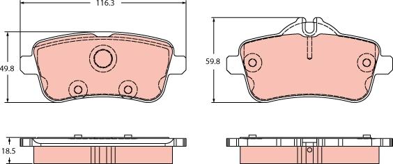 TRW GDB2391 - Brake Pad Set, disc brake parts5.com