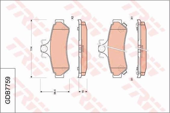 TRW GDB7759 - Комплект спирачно феродо, дискови спирачки parts5.com