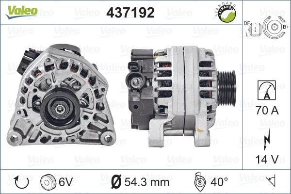 Valeo 437192 - Генератор parts5.com