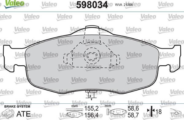 Valeo 598034 - Set placute frana,frana disc parts5.com