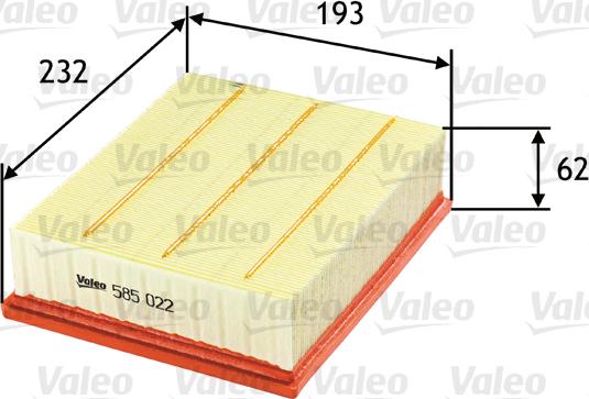 Valeo 585022 - Õhufilter parts5.com